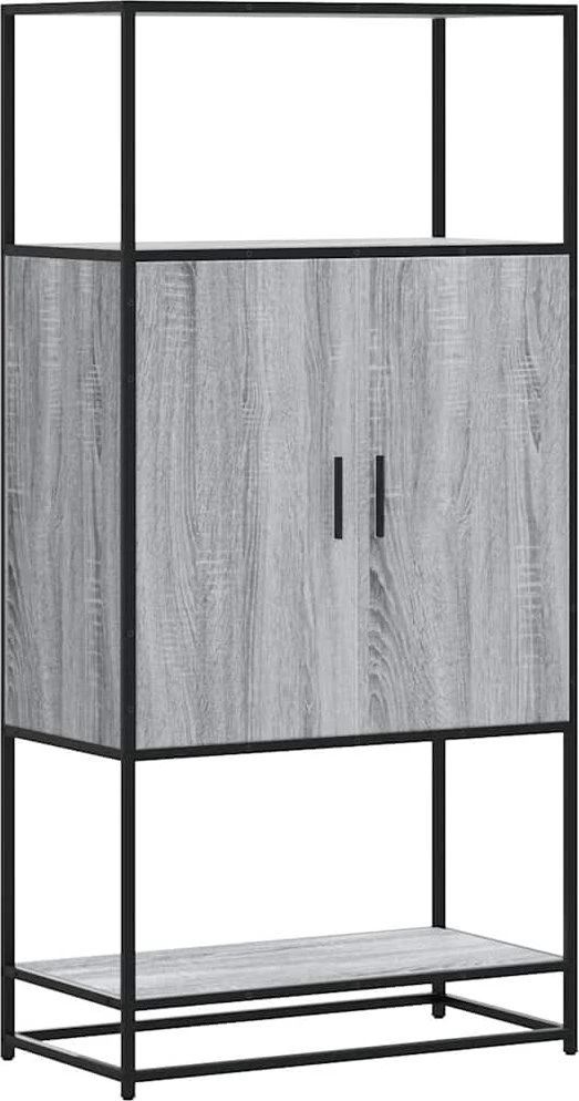 Highboard Pilka Sonoma 68x35x139 cm Mediena ir metalas