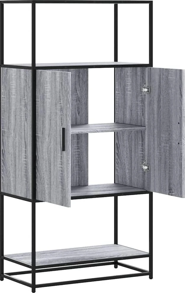 Highboard Pilka Sonoma 68x35x139 cm Mediena ir metalas