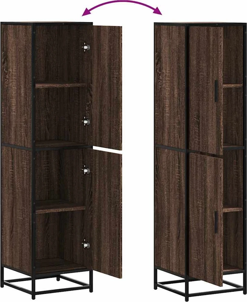 Highboard Rudas ąžuolas 35,5x35x139 cm Mediena ir metalas