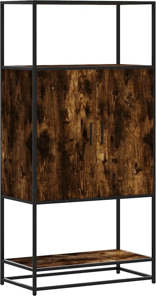 Highboard rūkytas ąžuolas 68x35x139 cm Mediena ir metalas