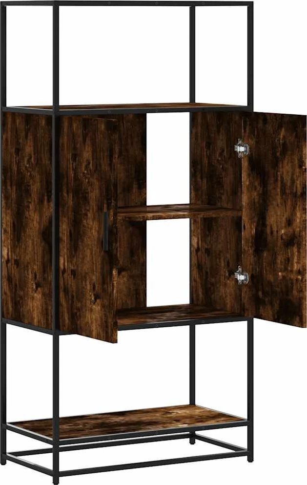 Highboard rūkytas ąžuolas 68x35x139 cm Mediena ir metalas