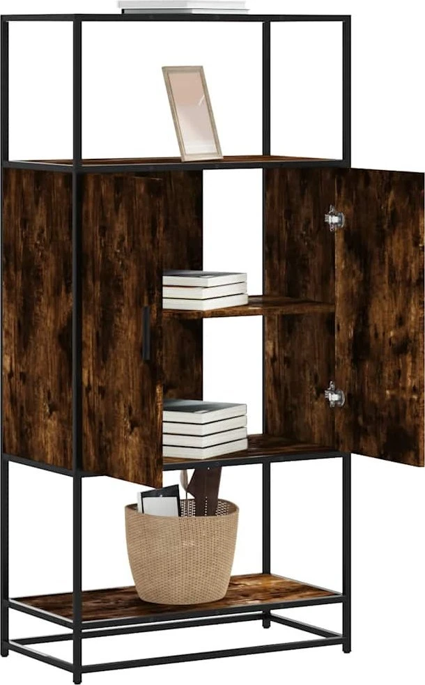 Highboard rūkytas ąžuolas 68x35x139 cm Mediena ir metalas