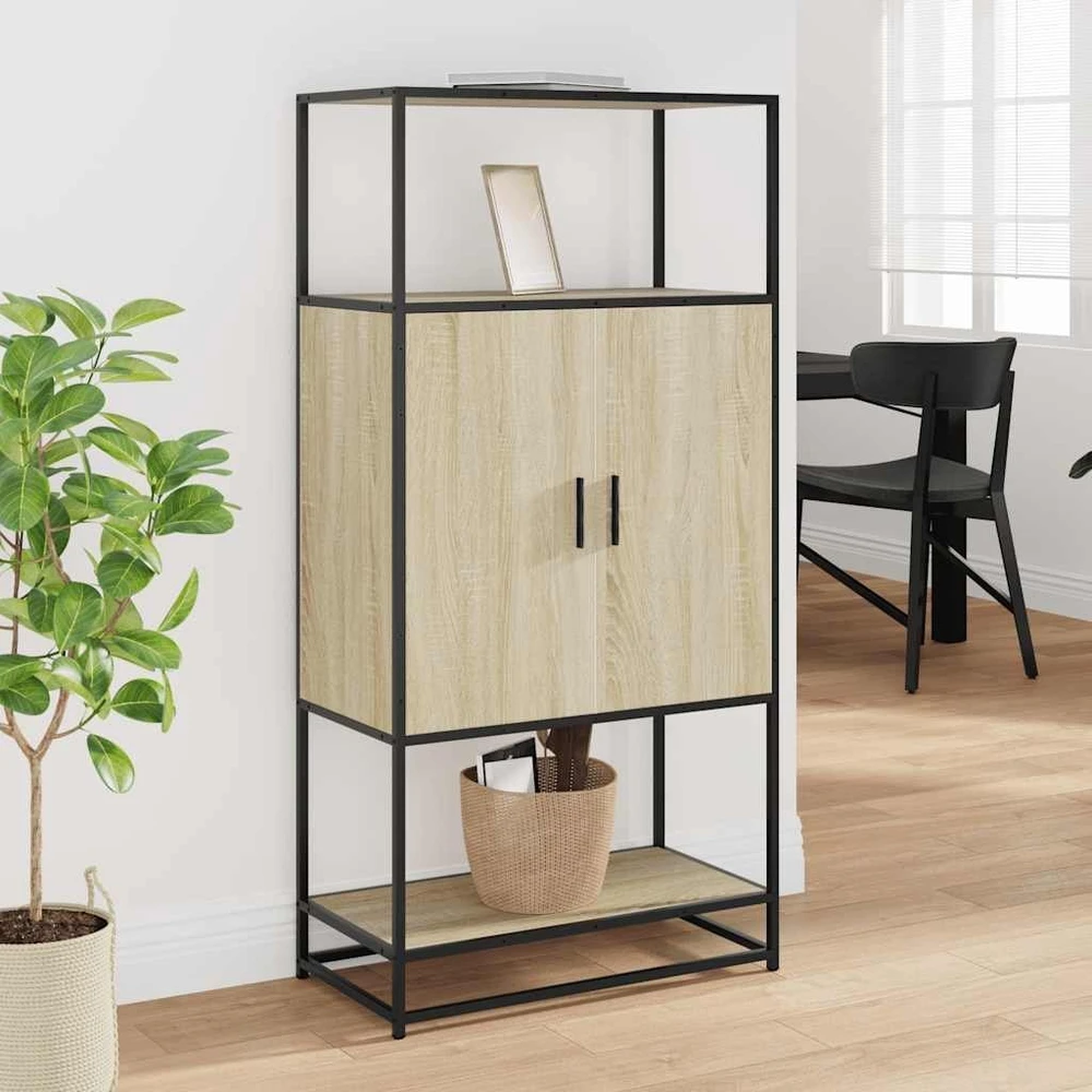 aukšta lenta Sonoma ąžuolas 68x35x139 cm Mediena ir metalas