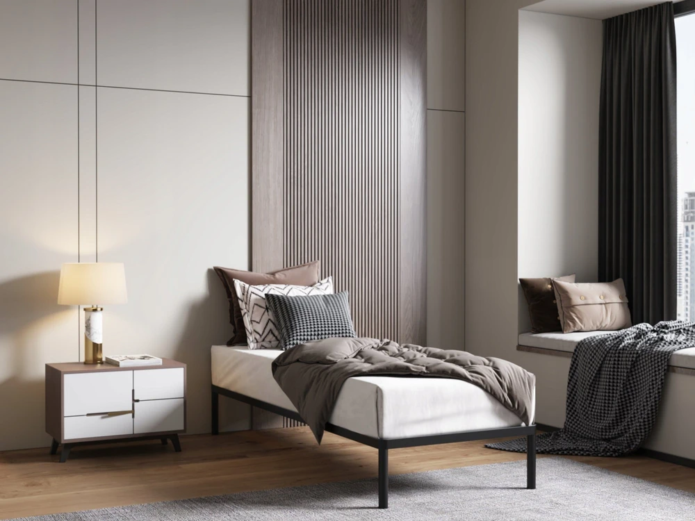 Auping Lovos rėmas BED ALU 80x200 Metalinis Medinės Juostos Modernus Juodas