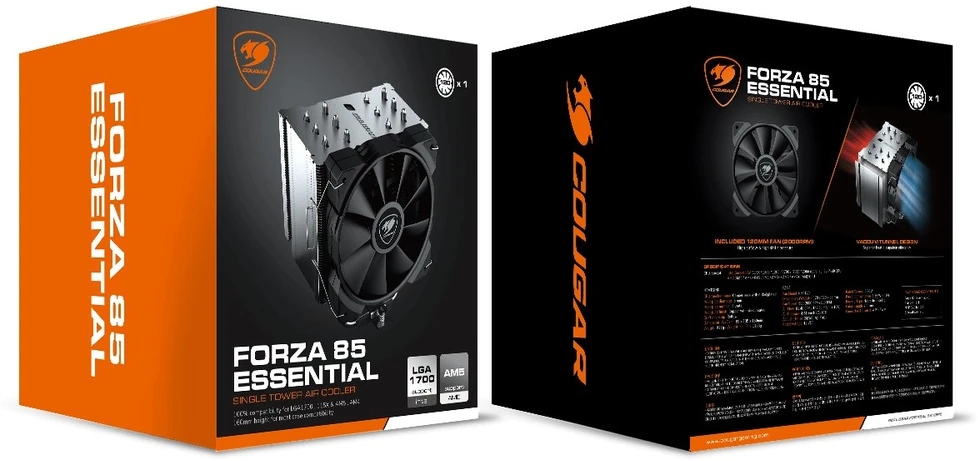 „COUGAR FORZA85 ESSENTIAL“ oro aušinimas, TDP 230 W