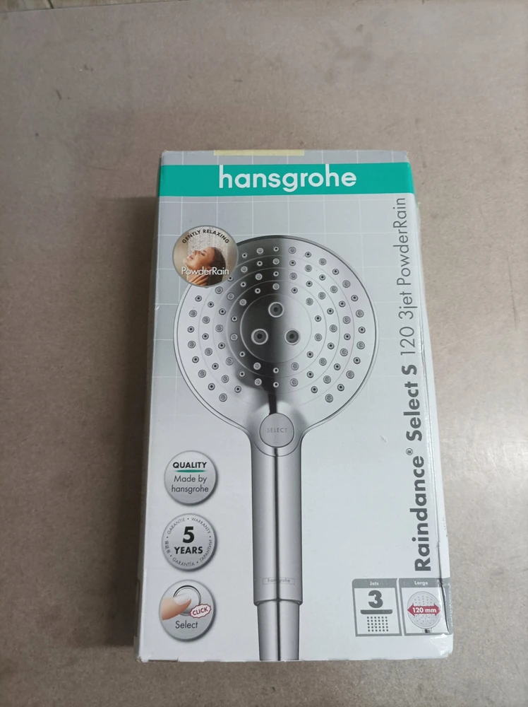 Ausinė prysznicowa Hansgrohe HANSGROHE 26516000 Raindance Select S Główka prysznicowa 120 3jet PowderRain EcoSmart* Chrom
