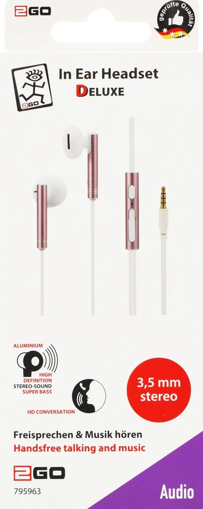 Ausinės 2GO In-Ear Stereo-Ausinės ''Deluxe'' - Rožinė złoto