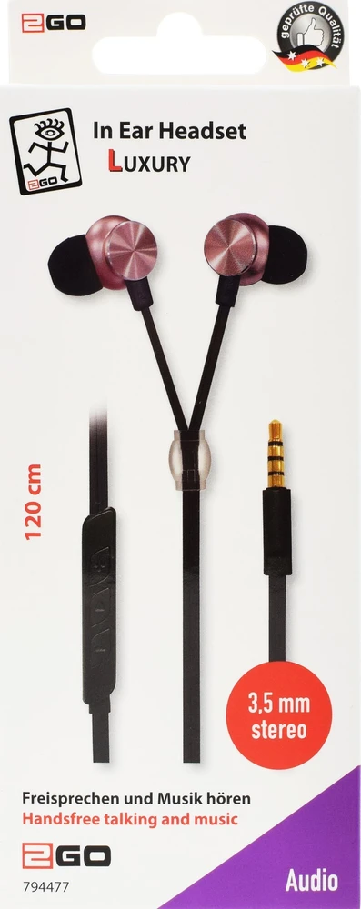 Ausinės 2GO In-Ear Stereo-Ausinės ''Luxury'' Zipper-Style rosé