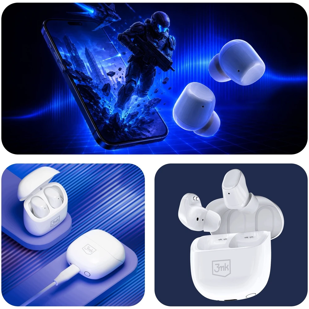 Ausinės 3mk BlitzBuds BT 6.0 balta