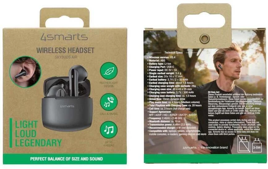 Ausinės 4smarts SkyBuds Air Juodas (541722)