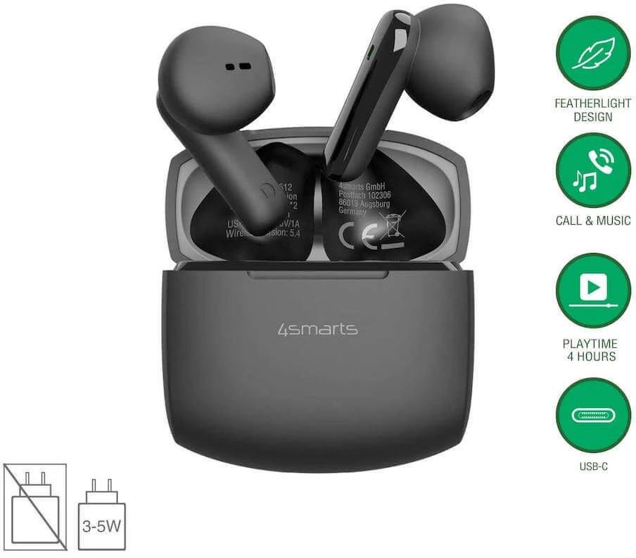 Ausinės 4smarts SkyBuds Air Juodas (541722)