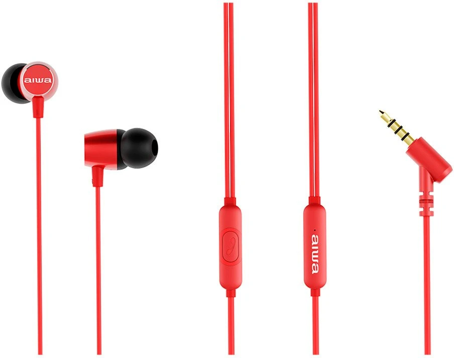 Ausinės Aiwa Įstatomos į ausis (į ausis įkišamos tipo) ausinės AIWA ESTM-30RD 99dB 16ohm Raudona