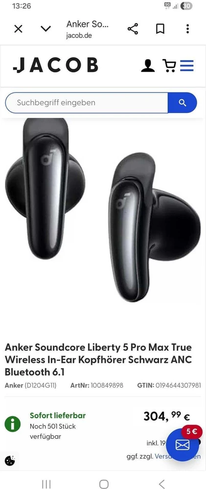 Belaidės ausinės Anker Soundcore Liberty 5 Pro Max, Juodos