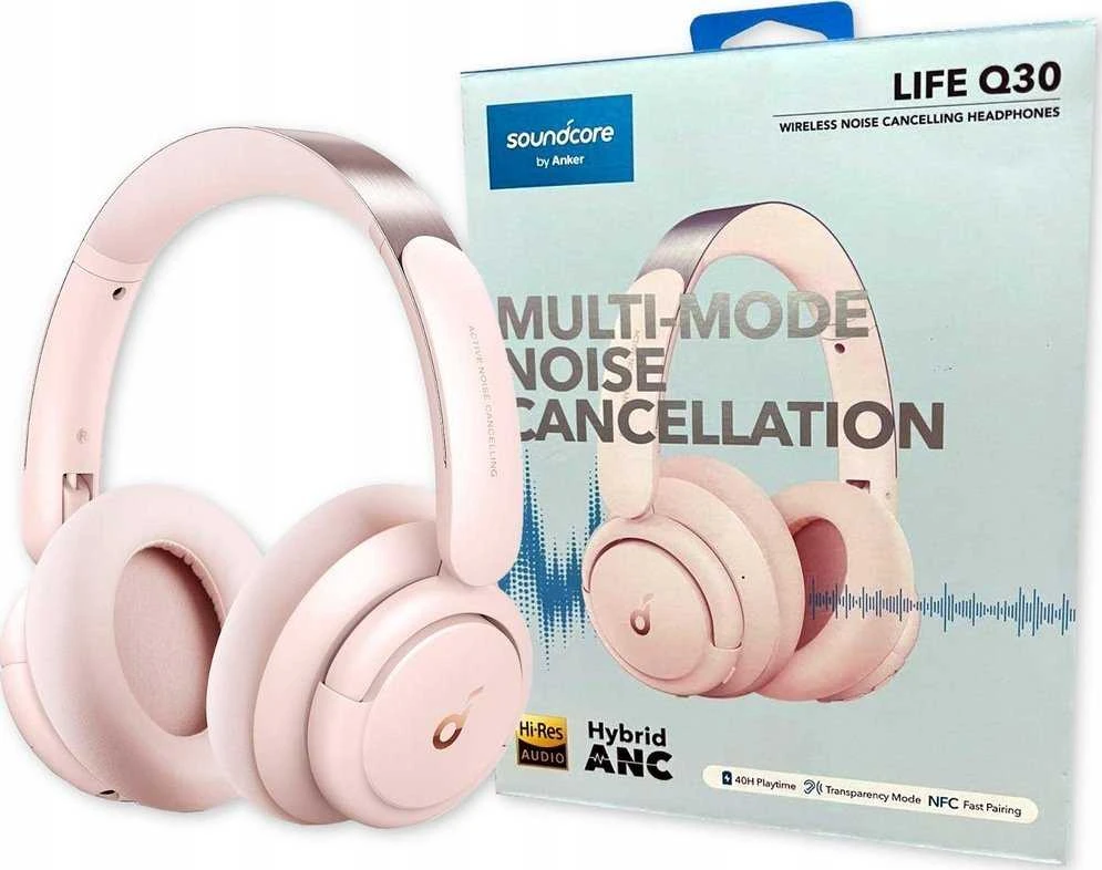 Belaidės ausinės Anker SoundCore Life Q30, Rožinės spalvos