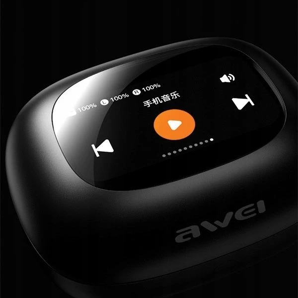 AWEI Bluetooth 5.4 TP97TWS ausinės + docking station juodos spalvos