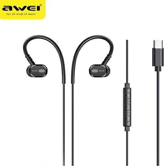 AWEI TC-6 USB stereo ausinės-C juodos spalvos