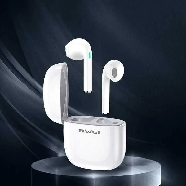 AWEI Bluetooth 5.0 T28 TWS ausinės + docking station baltos spalvos