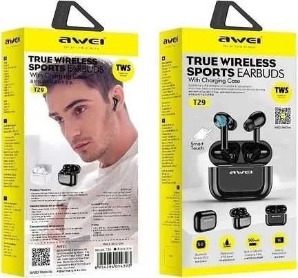 AWEI Bluetooth 5.0 T29 TWS ausinės + docking station juodos spalvos