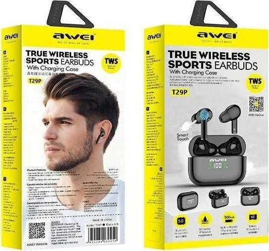 AWEI Bluetooth 5.1 T29P TWS ausinės + docking station juodos spalvos