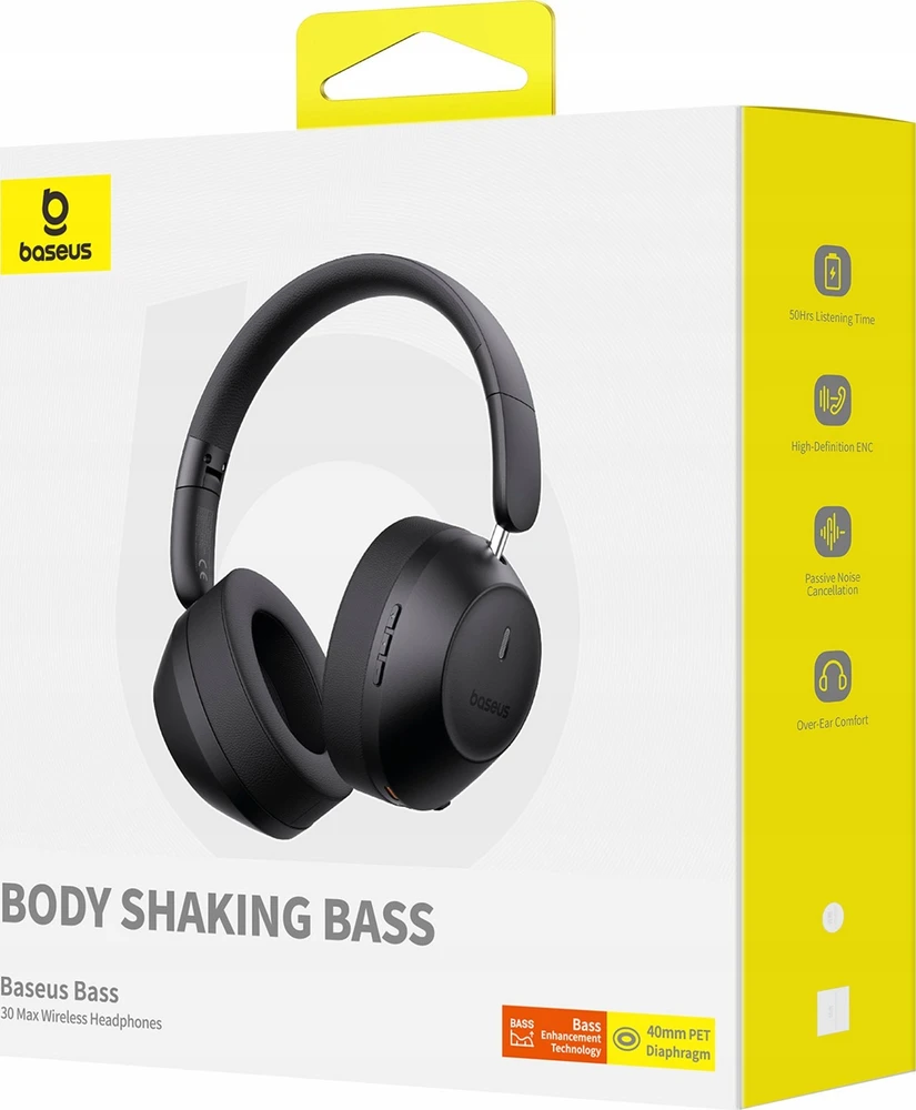 Baseus Bass 30 Max belaidės ausinės (juodos)