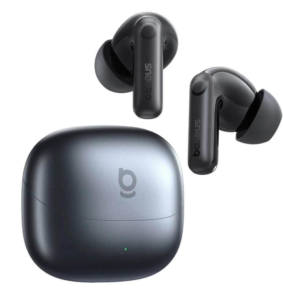 Baseus Belaidės Bluetooth 6.0 ausinės Bass BP1 Pro su triukšmo slopinimu ir įkrovimo dėklu, juodos