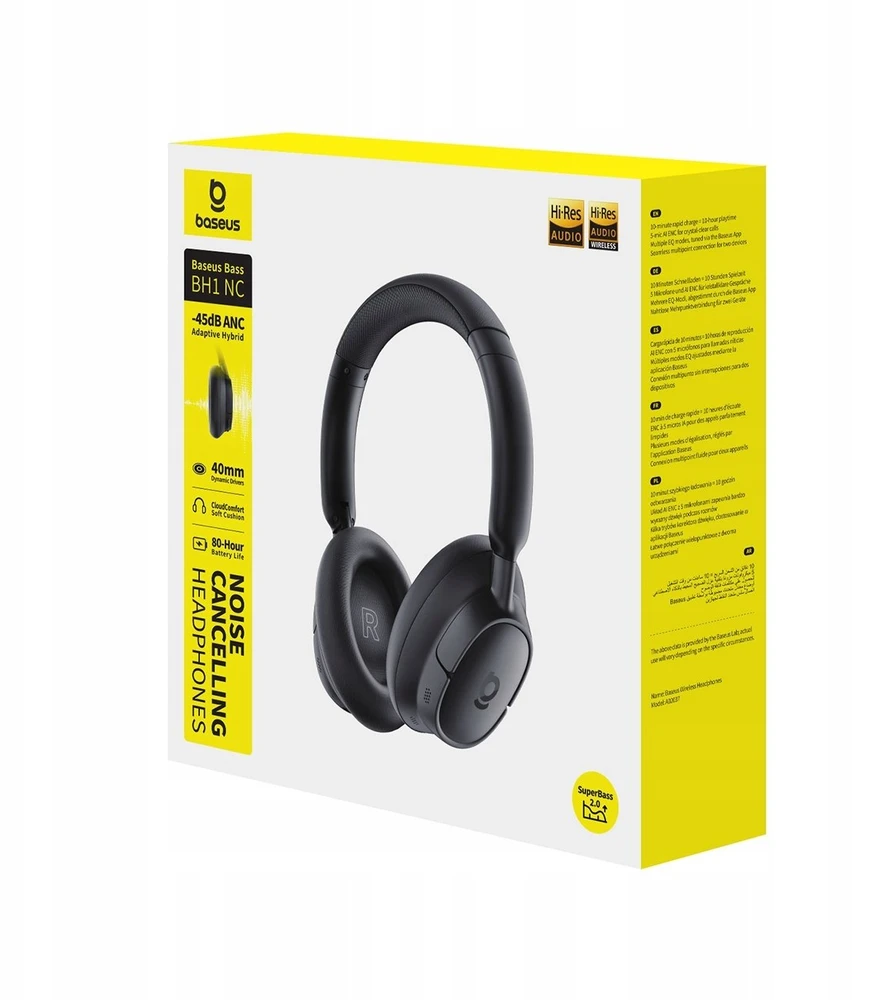 Baseus Belaidės Bluetooth 6.0 ausinės Bass BH1 NC su triukšmo slopinimu, juodos