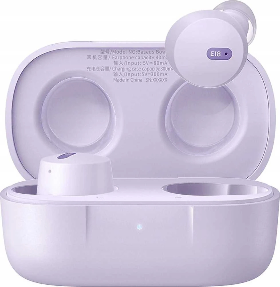 BASEUS belaidės bluetooth ausinės TWS ENC IPX4 Bowie E18 violetinės spalvos