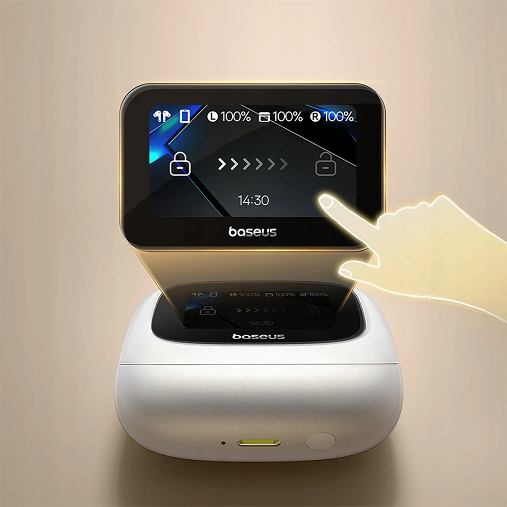Baseus Bowie M2s Ultra TWS Belaidės In-Ear Ausinės su Interactive Screen - Baltas