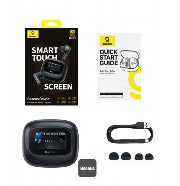 Baseus Bowie M2s Ultra TWS Belaidės In-Ear Ausinės su Interactive Screen - Juodas