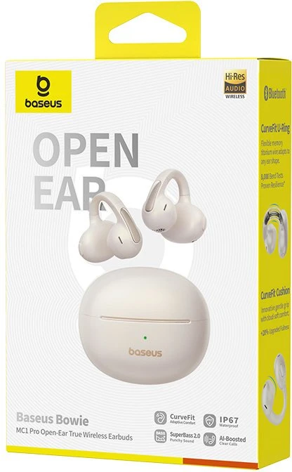 Ausinės su klipsem Baseus Bowie MC1 Pro OWS Bluetooth 6.0 - balta