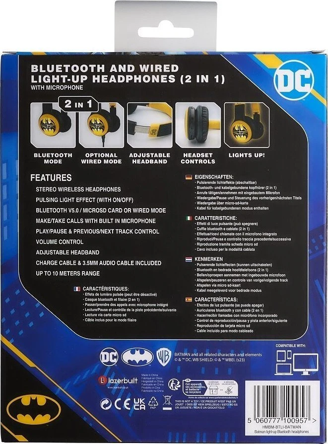Carruzzo Lazerbuilt Ausinės Bluetooth Batman