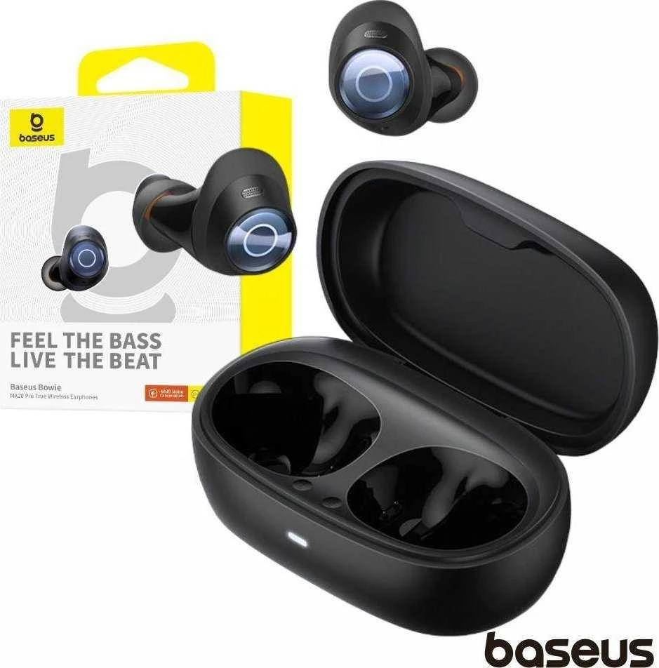 Ausinės belaidės Baseus Bowie MA20 Pro TWS su ANC i IPX6 - juoda