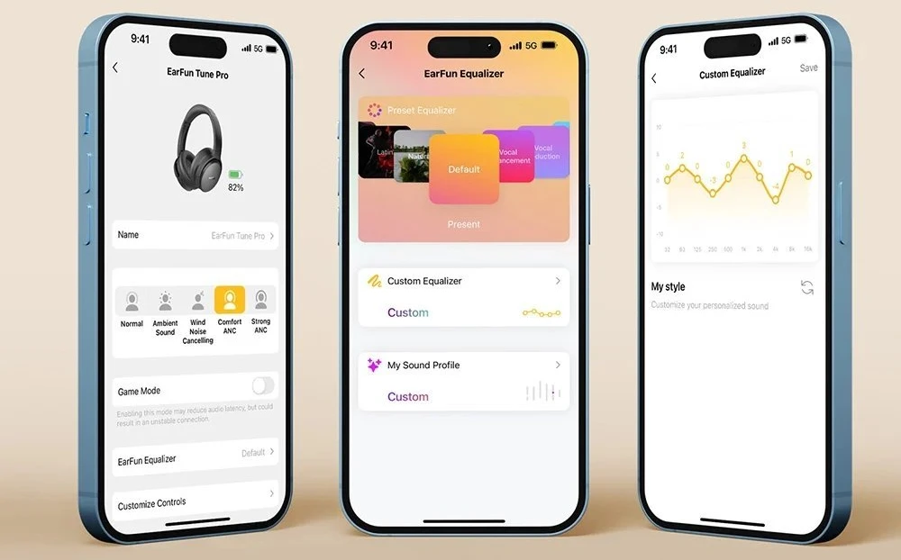 Ausinės Earfun Tune Pro Juodas