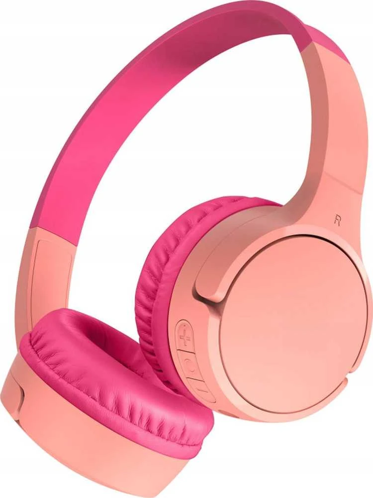 Belkin SoundForm Mini v3 rožinės ausinės su valdymo mygtukais