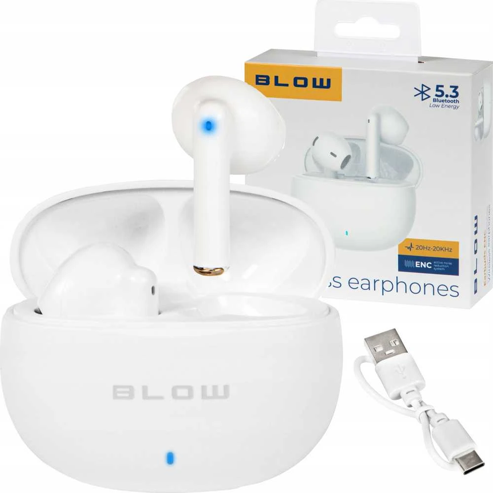 BLOW Earbuds ENC Baltas ausinės