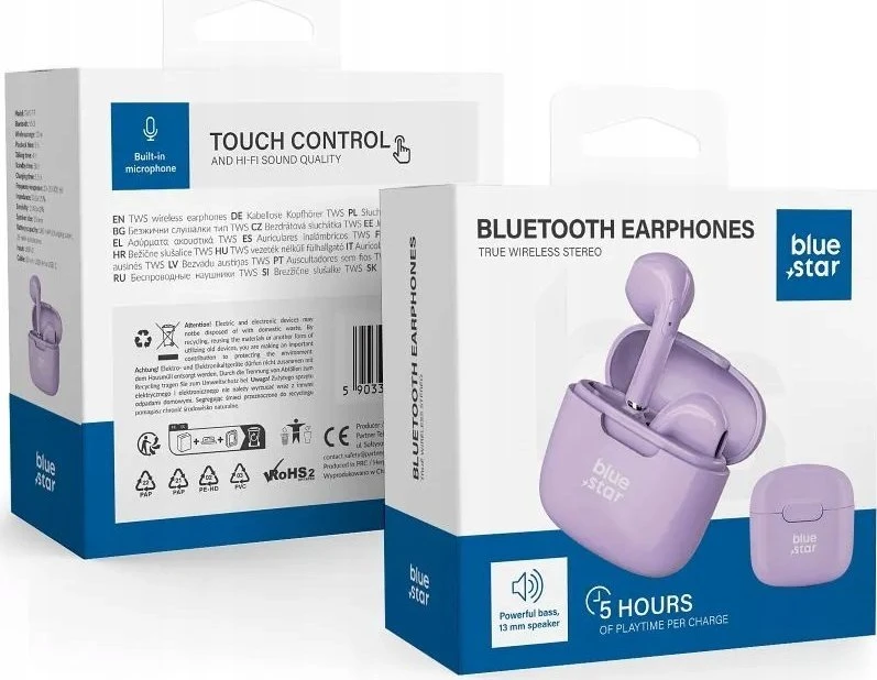 BlueStar Belaidės ausinės Blue Star FI7 TWS violetinė