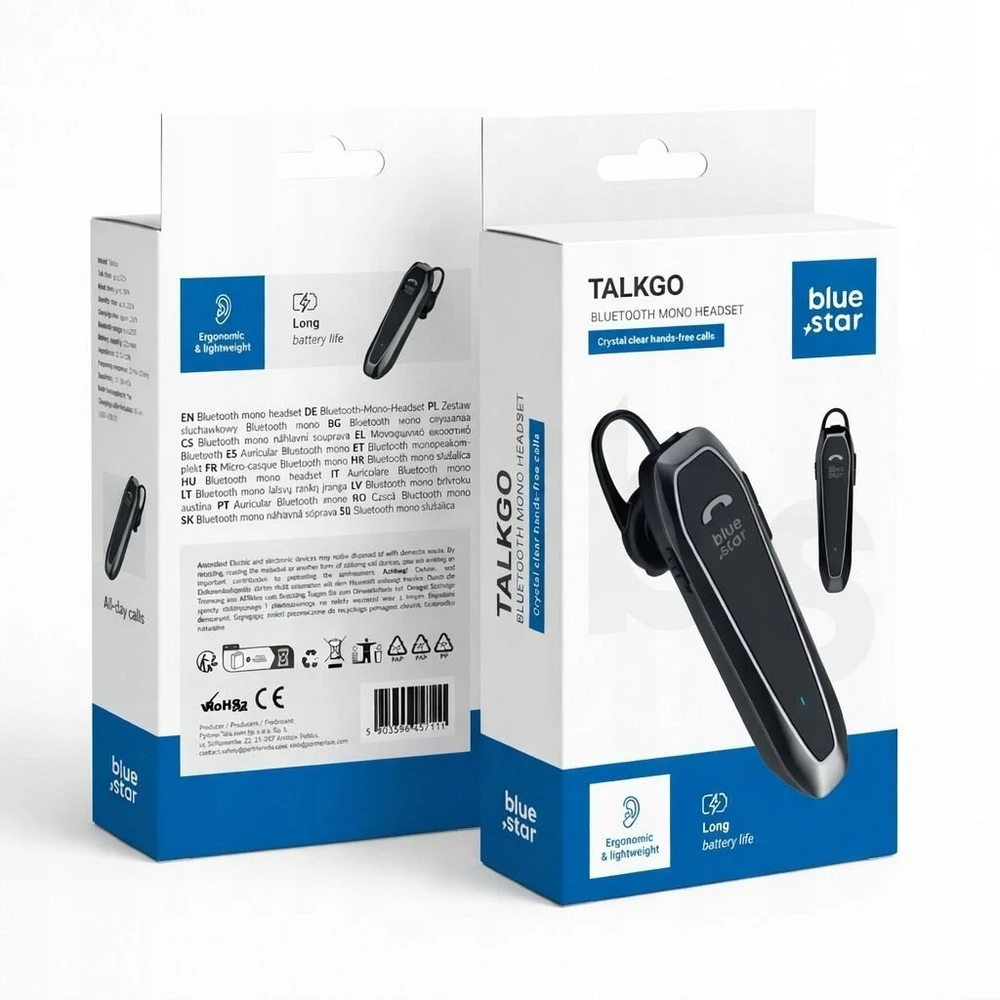 BlueStar Wireless mono headset Blue Star TalkGo juodas