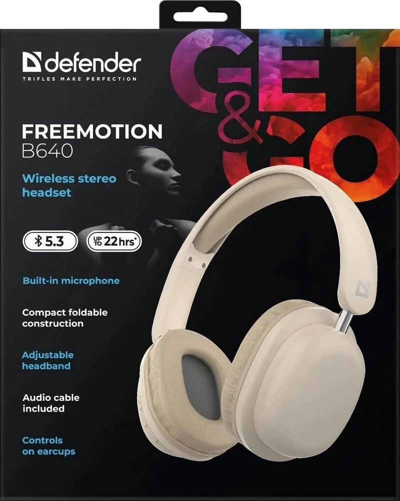 Ausinės DEFENDER BLUETOOTH FREEMOTION B640 BEIGE