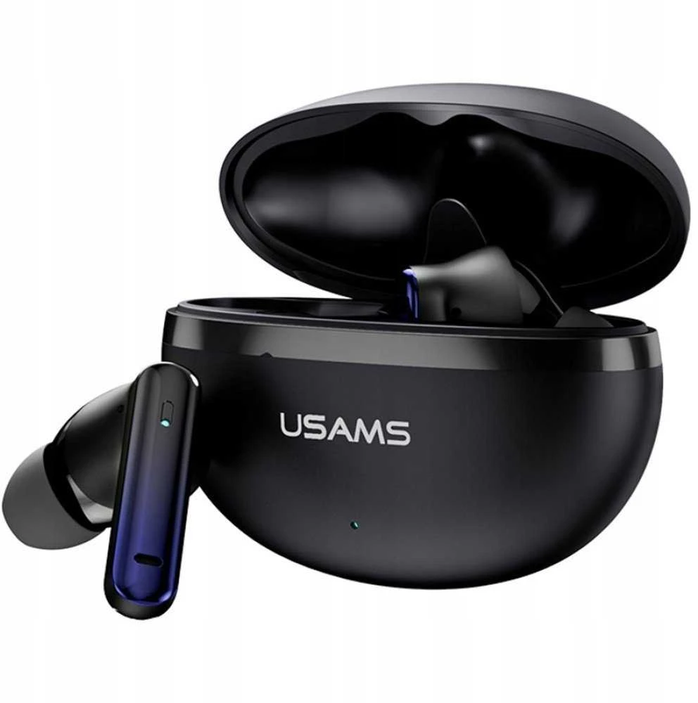 Ausinės Bluetooth USAMS Echo E02 TWS ANC+ENC belaidės juodos spalvos
