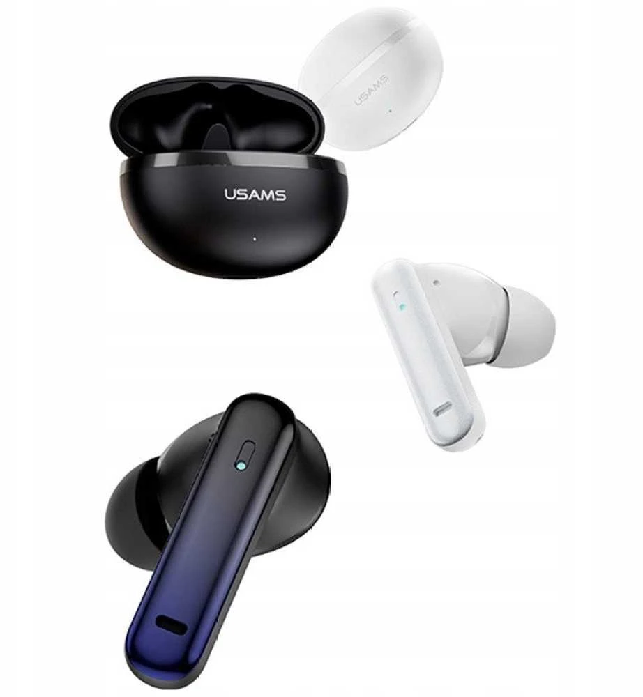 Ausinės Bluetooth USAMS Echo E02 TWS ANC+ENC belaidės juodos spalvos