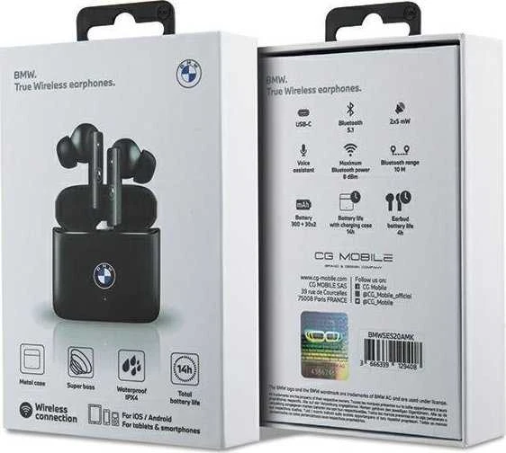 BMW Bluetooth ausinių pakuotė su technine informacija