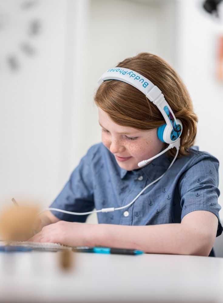 Buddyphones Ausinės vaikams 3+ 85dB su mikrofonu School+ mėlyna