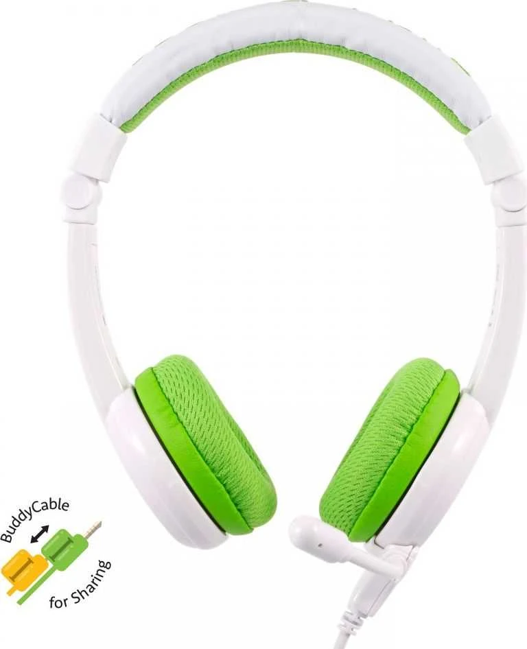 Buddyphones Ausinės vaikams 3+ 85dB su mikrofonu School+, žalia