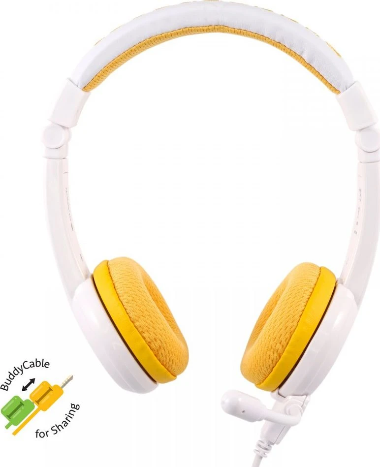 Laidinės ausinės vaikams BuddyPhones School+ geltonos spalvos