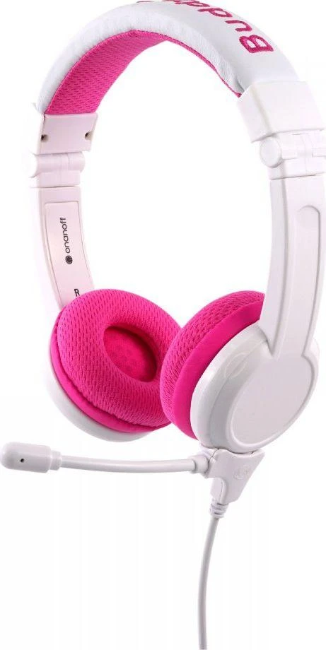 Laidinės ausinės vaikams BuddyPhones School+ rožinės spalvos