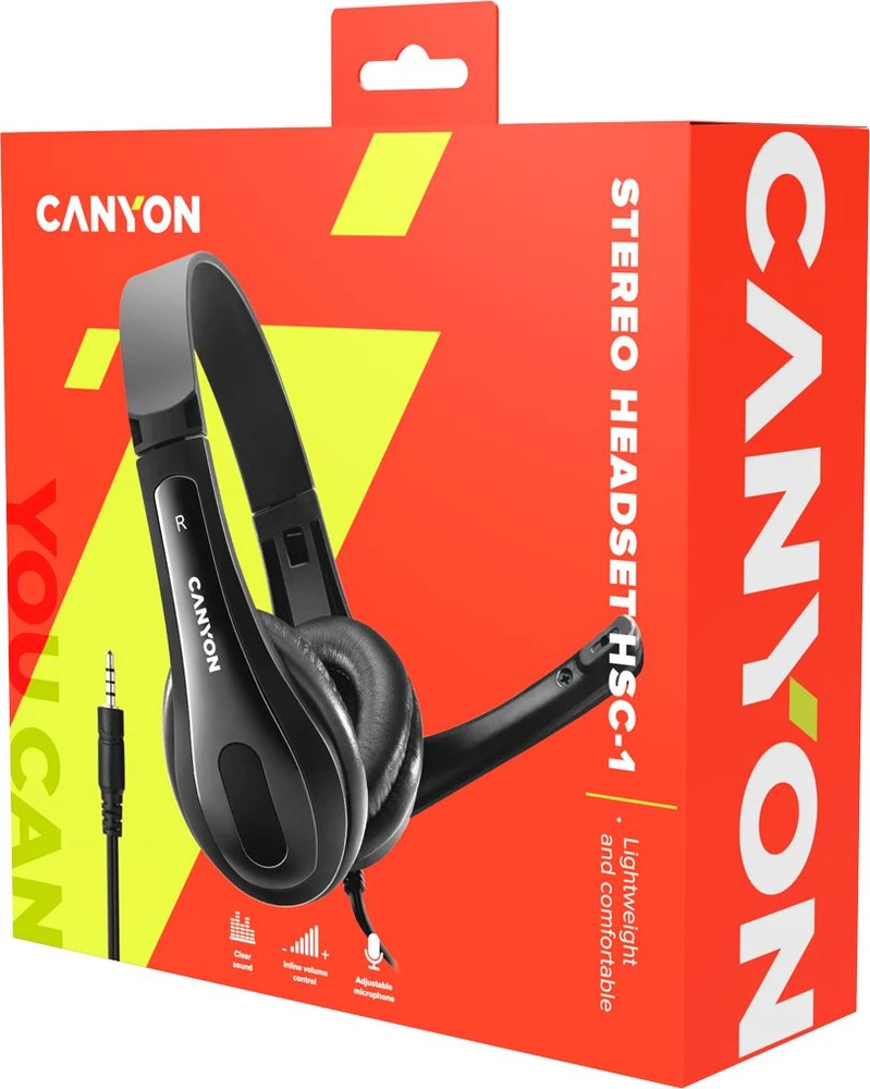 Ausinės su laidu Canyon HSC-1, Juodos spalvos