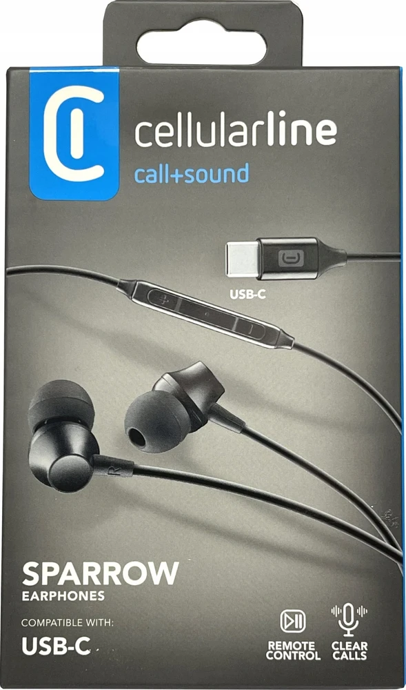 Ausinės Cellular Line Cellularline USB-C In Ear Ausinės su mikrofonu juoda