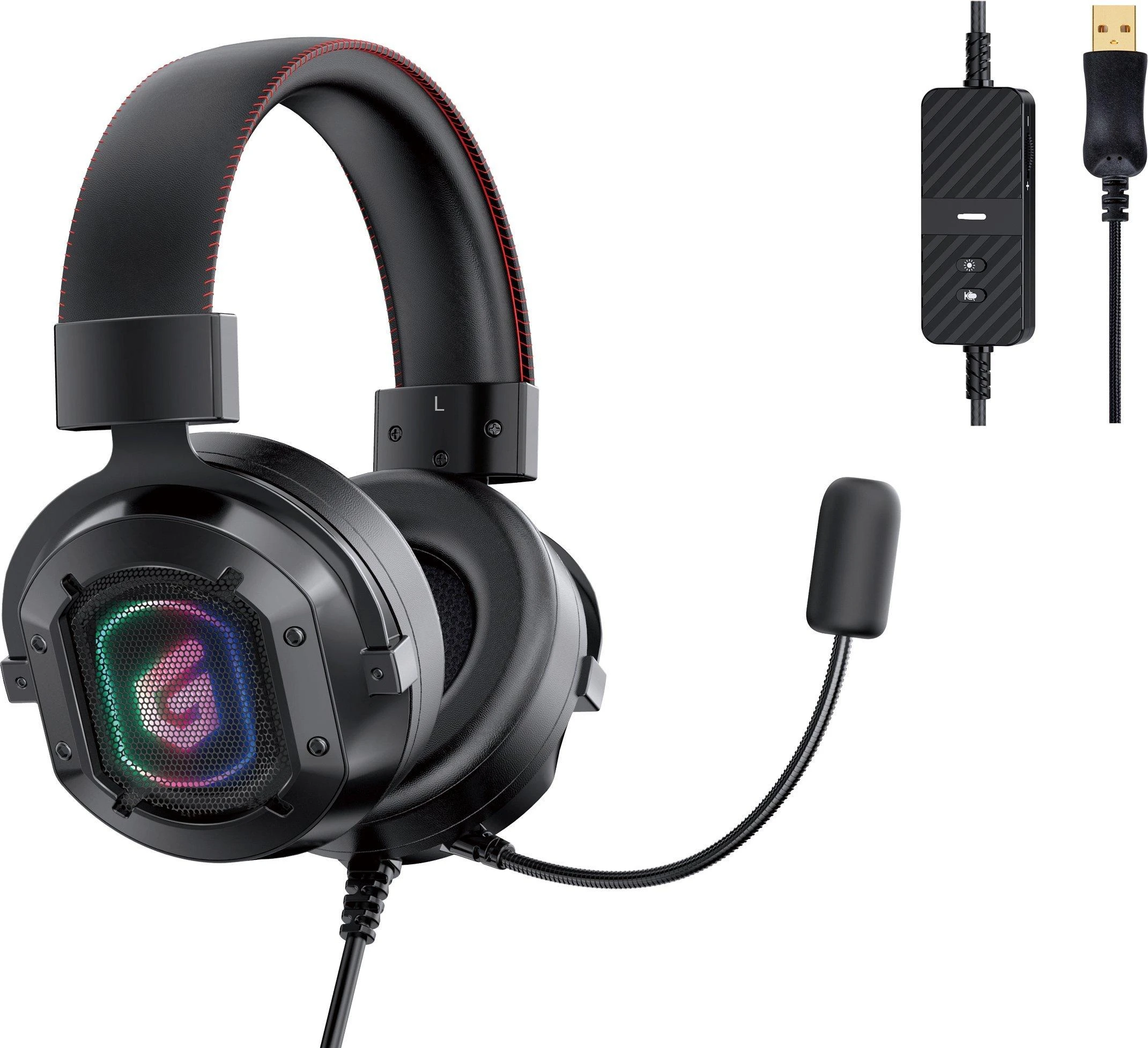 Carruzzo Conceptronic ATHAN02B Ausinės be mikrofono ir ausinės su mikrofonu Laisvų rankų įranga Vielinis Su lankeliu Žaidimams USB A tipo Juoda
