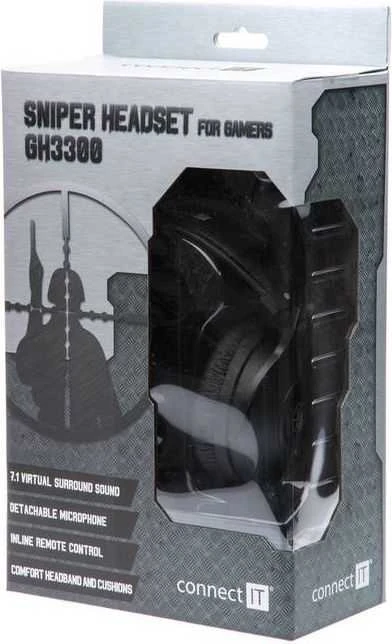 Ausinės Carruzzo Connect IT SNIPER GH3300 USB su mikrofonu, juodas***