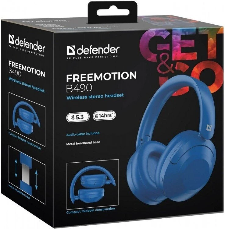 Defender Ausinės belaidės su lankeliu ant galvos freemotion b490 mėlyna